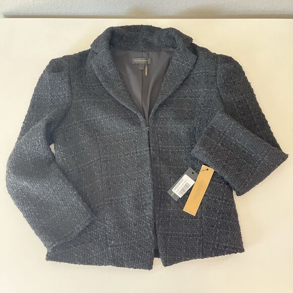 Donna Karan Women’s Blazer Jacket Black Tweed Long Sleeve Size 4 New With Tags - Picture 1 of 11